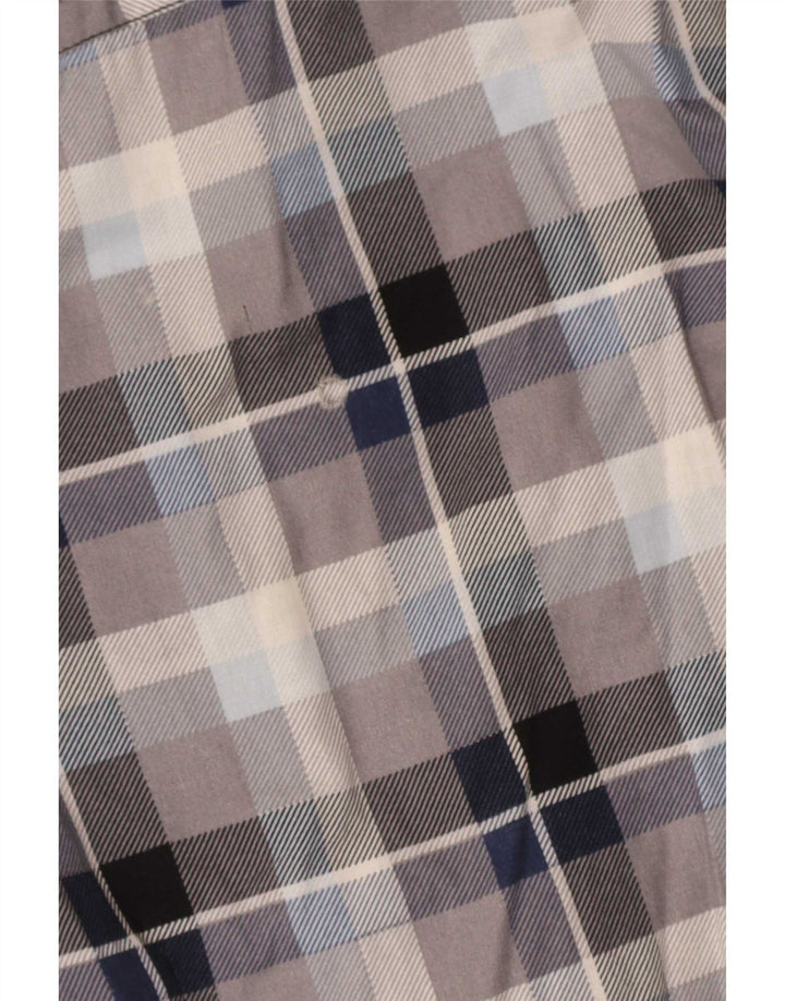 Fishbone Slim-Fit-Flanellhemd für Herren aus mittelblau karierter Baumwolle