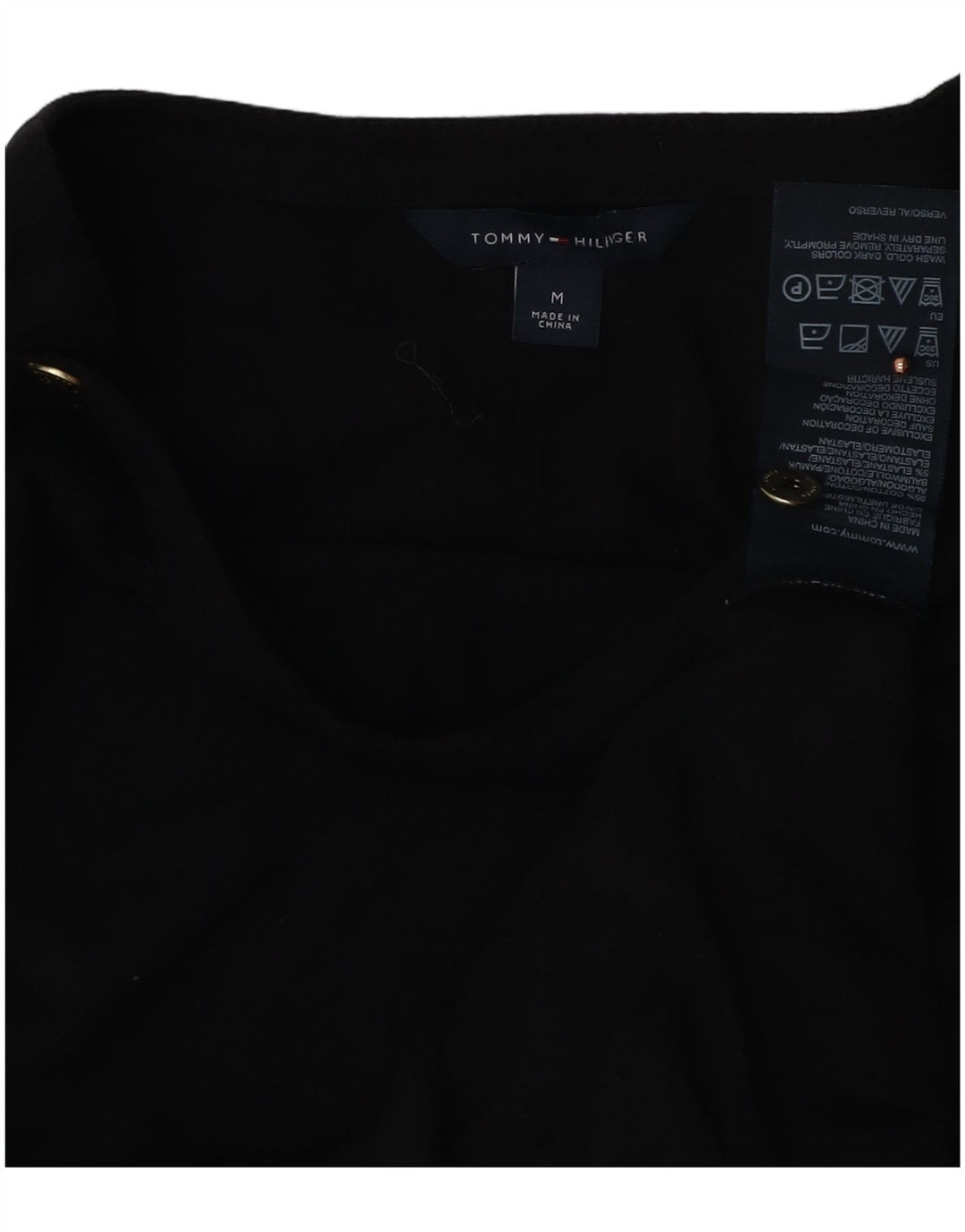 Tommy Hilfiger Damen-Top, 3/4-Ärmel, UK-Größe 12, mittelschwarz, Baumwolle