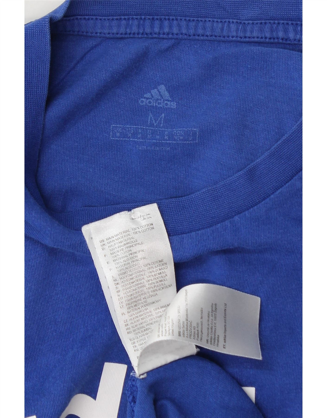Adidas Herren Grafik-T-Shirt aus mittelblauer Baumwolle