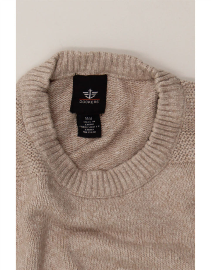 DOCKERS Mens Crew Neck Jumper Sweater Medium Beige Cotton Vintage Dockers and Second-Hand Dockers from Messina Hembry 