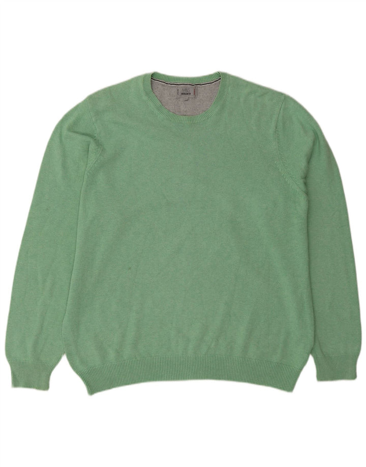 Marks & Spencer Herren-Pullover, reguläre Passform, Rundhalsausschnitt, Größe L, Grün
