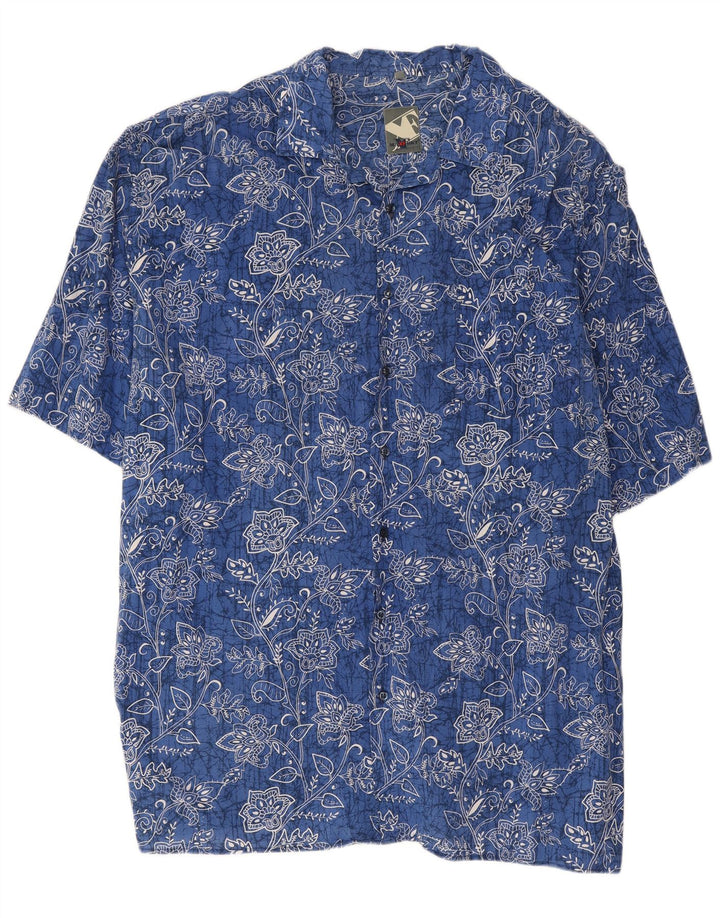 Maxfort Herren Kurzarmhemd 4XL Blau geblümt