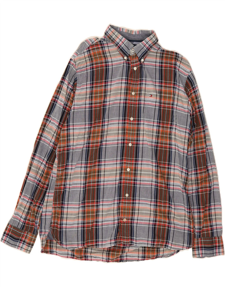 TOMMY HILFIGER Mens Custom Fit Shirt XL Multicoloured Check Cotton Vintage Tommy Hilfiger and Second-Hand Tommy Hilfiger from Messina Hembry 