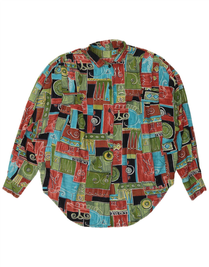 Vintage Damen Hemdbluse UK 20 2XL Mehrfarbiges Patchwork
