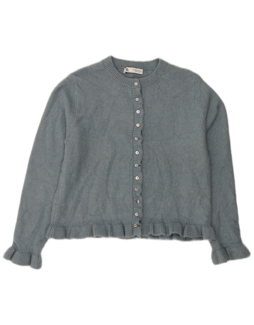 Zara Damen-Cardigan-Pullover UK 14 Mittelblaues Polyester