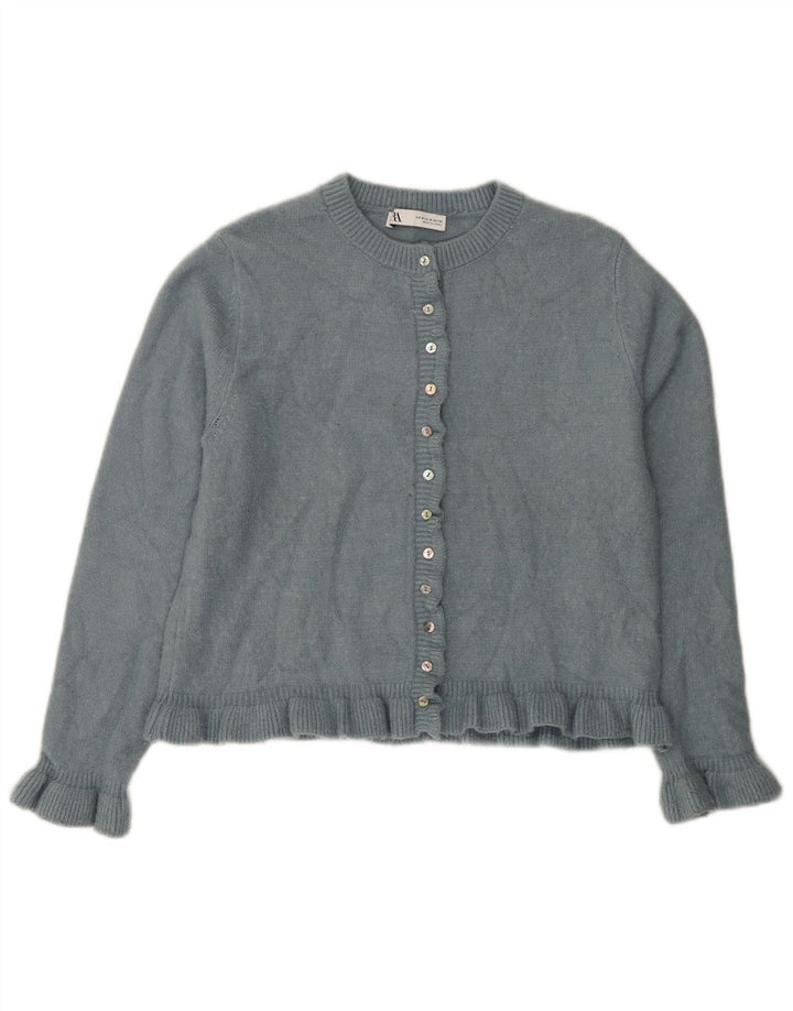 Zara Damen-Cardigan-Pullover UK 14 Mittelblaues Polyester