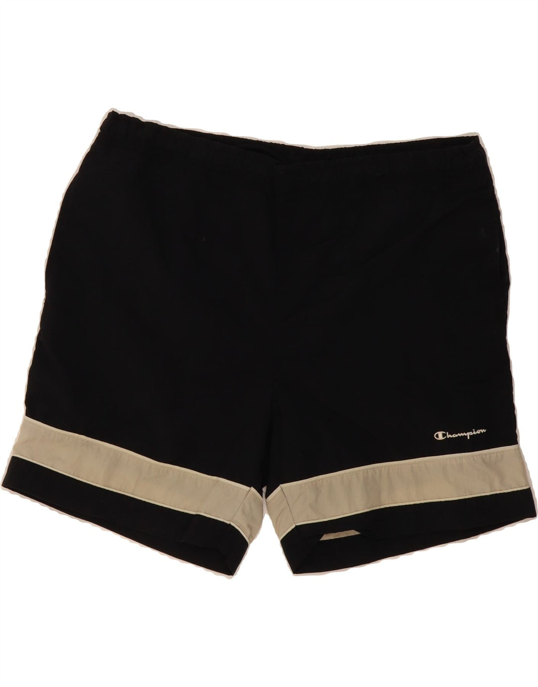 CHAMPION Mens Sport Shorts XL  Black Striped Polyester Vintage Champion and Second-Hand Champion from Messina Hembry 