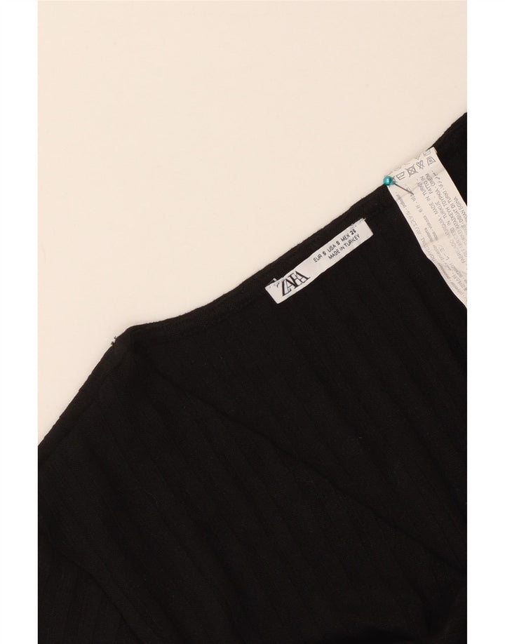 Zara Damen Crop Top UK 8 Small Schwarz Polyester