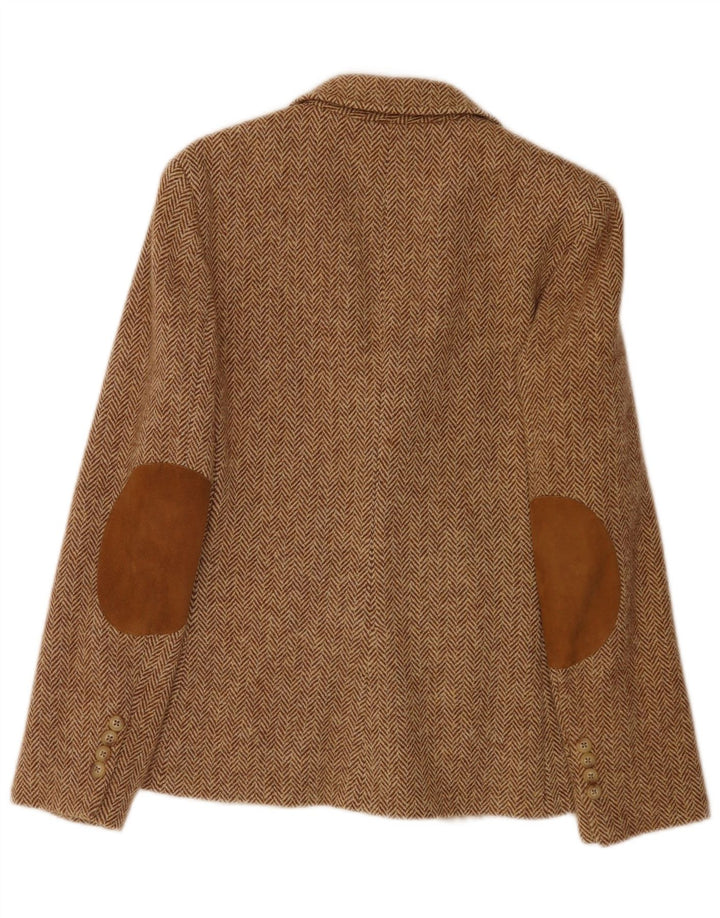 Ralph Lauren Damen-Blazer mit 2 Knöpfen, US 4, kleines braunes Fischgrätenmuster