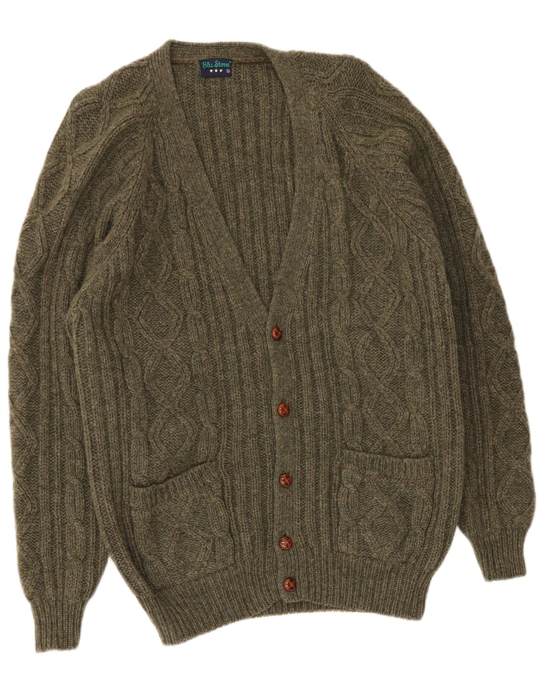 Vintage Herren Cardigan Pullover XL Grün Schurwolle