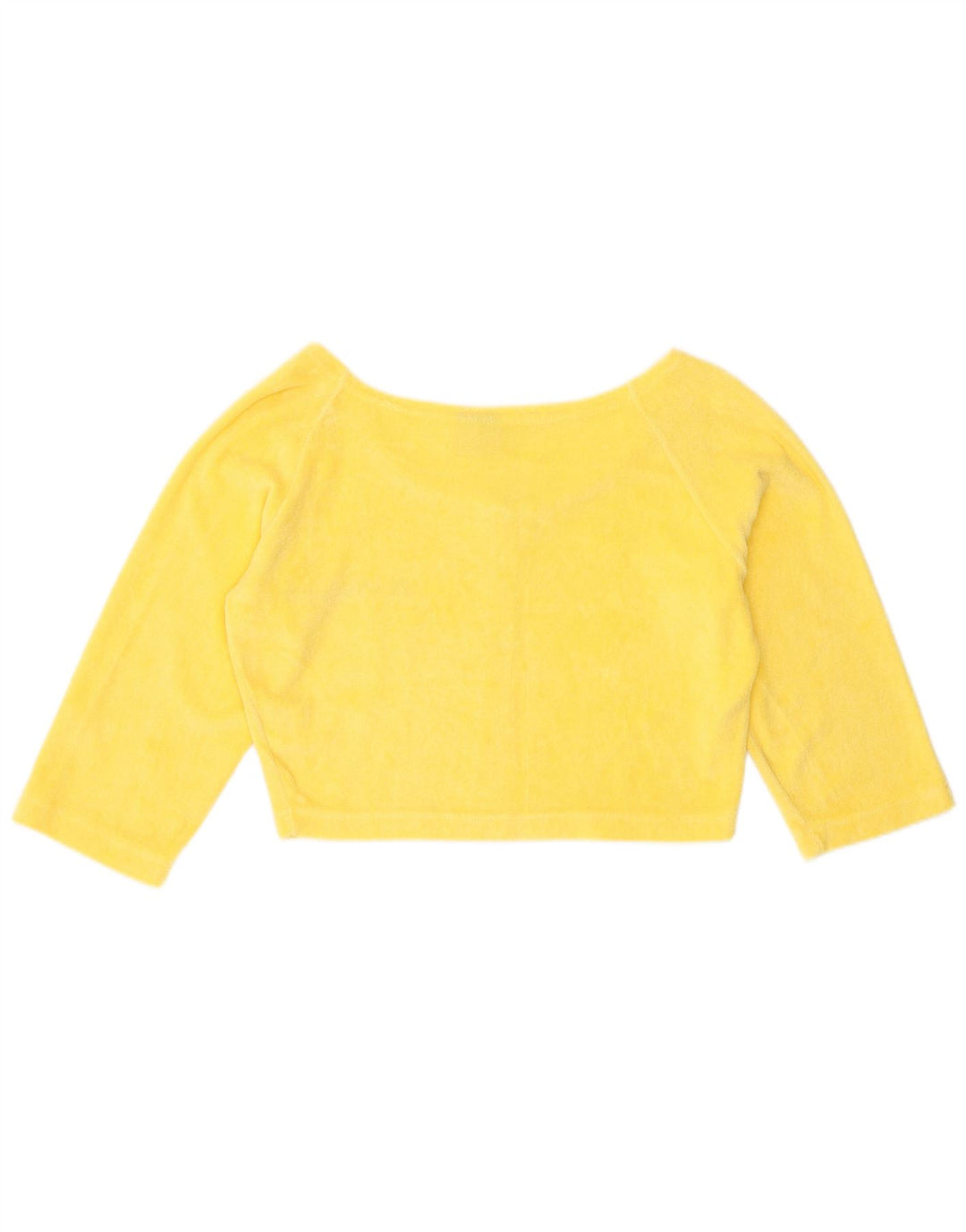 Uncle Sam Womens 3/4 Sleeve Crop Top UK 12 Mittelgelbe Baumwolle