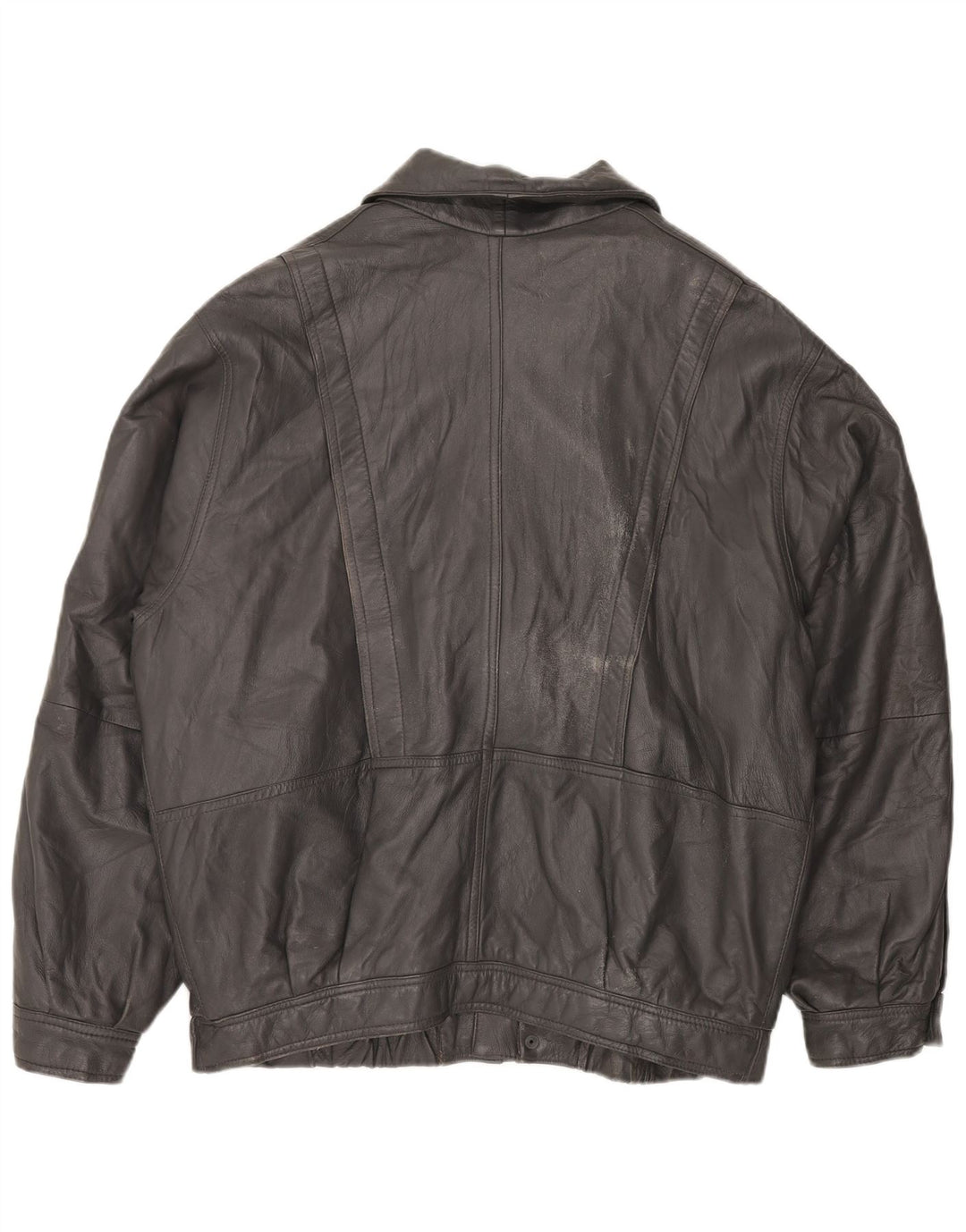 Vintage Herren Lederjacke IT 56 3XL Schwarz