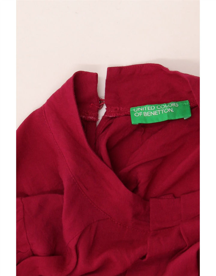 BENETTON Damen Langarm-Blusenoberteil UK 18 XL Burgund