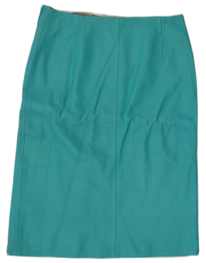 Vintage Damen Lederrock IT 44 Medium W28 Türkis Leder