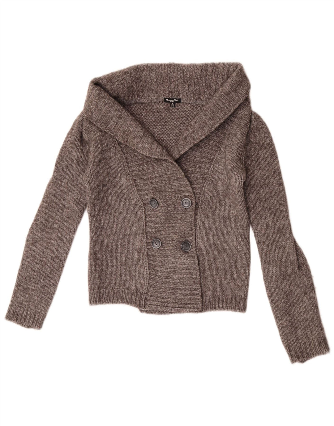 Massimo Dutti Damen Crop Cardigan Pullover UK 12 Mittelgraue Wolle