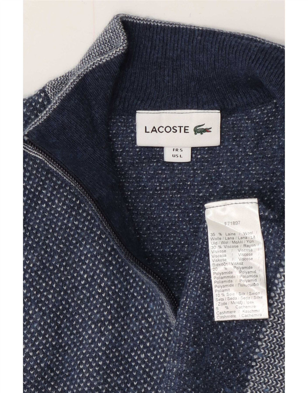 Lacoste Herren-Strickjacke, Größe 5, große blaue Wolle