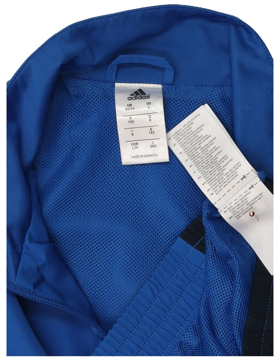 ADIDAS Mens Tracksuit Top Jacket UK 44/46 Large Blue Colourblock Polyester