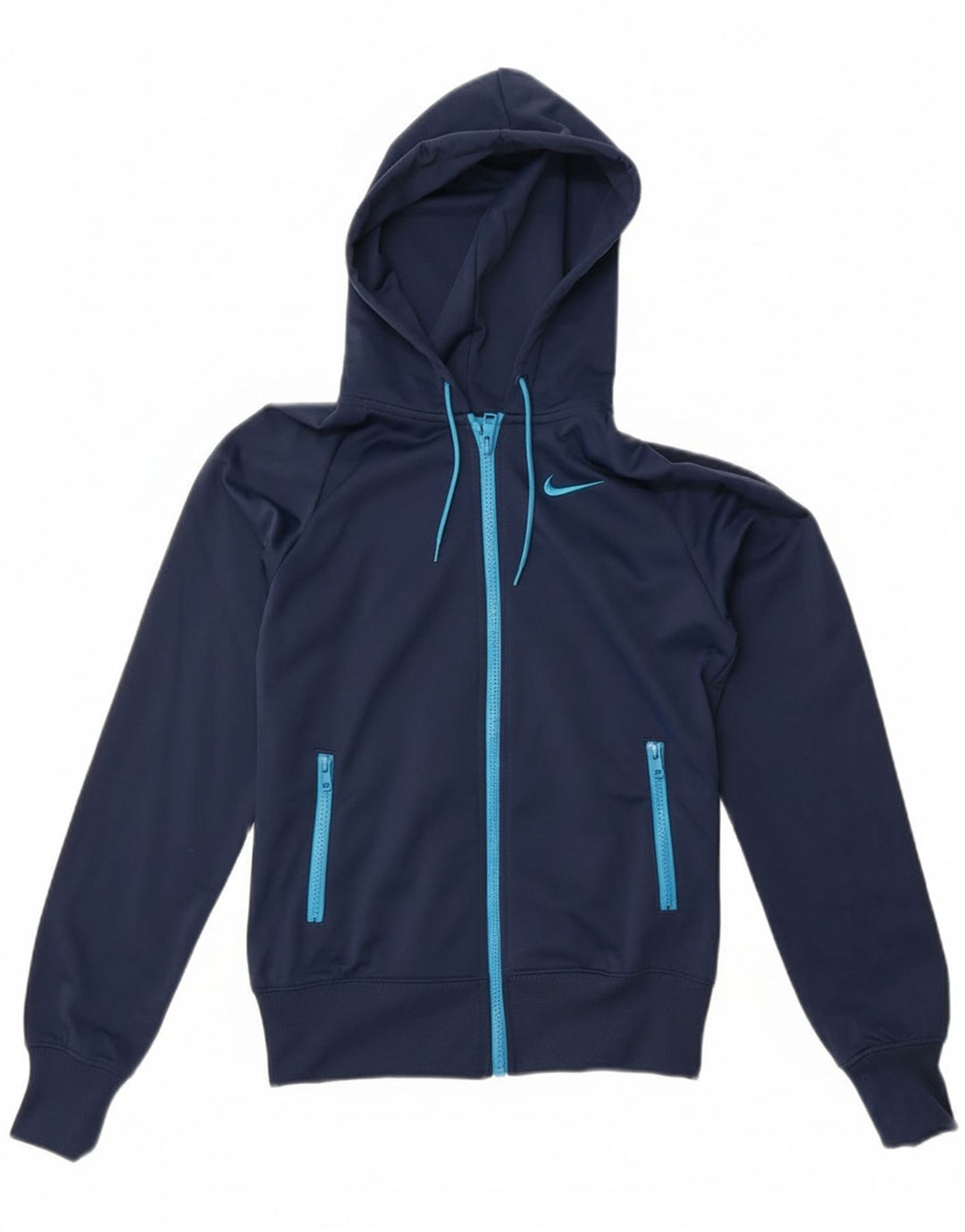 Nike Damen Zip Hoodie Pullover UK 10 Small Marineblau Polyester