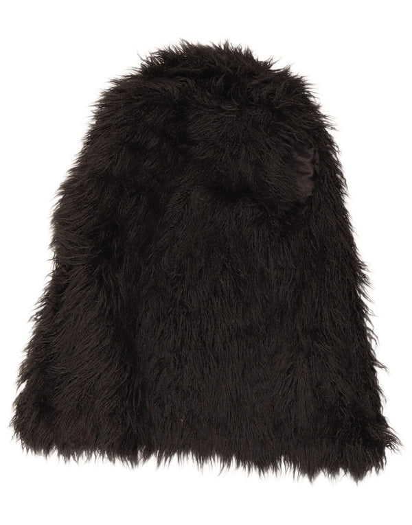 Zara Damen Kunstpelzweste UK 14 Medium Schwarz Modacryl
