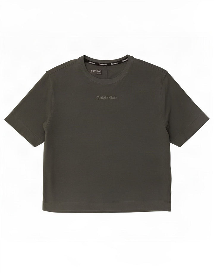 Calvin Klein Damen T-Shirt Top UK 14 Mittelgraue Baumwolle