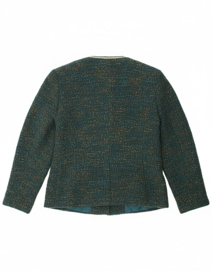 Vintage Damen 4-Knopf-Blazerjacke UK 12 Mittelgrün meliert