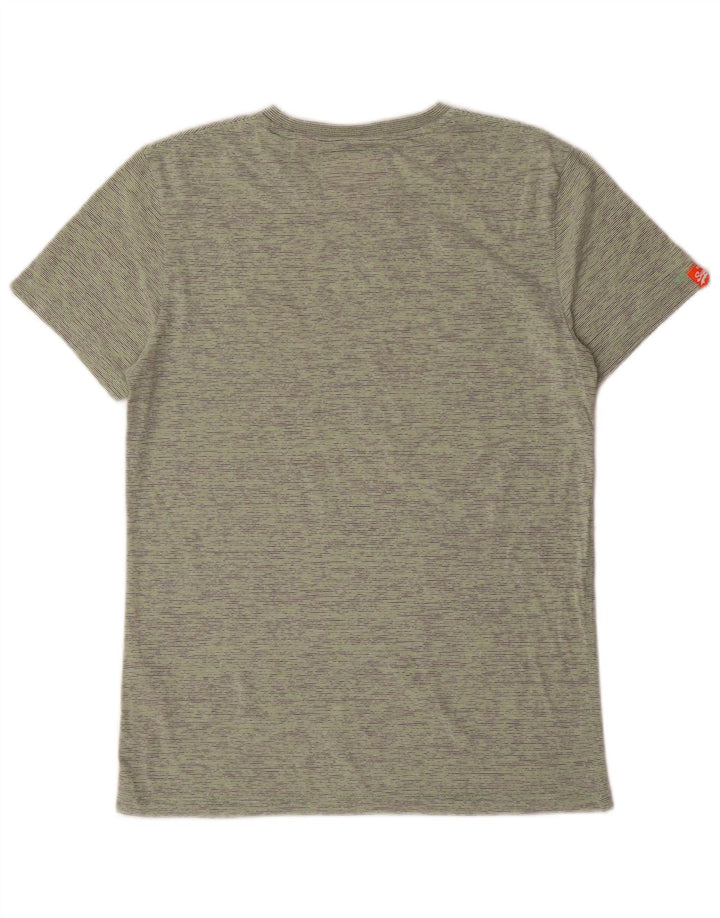 Superdry Herren T-Shirt-Oberteil aus mittelgrüner, gestreifter Baumwolle