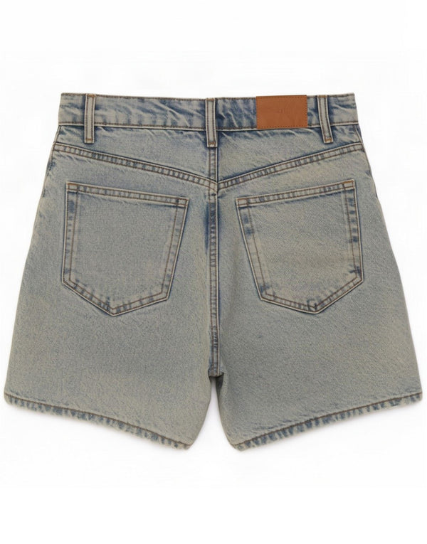 Zara Damen Jeansshorts mit hoher Taille, EU 36 XS W26 Blau