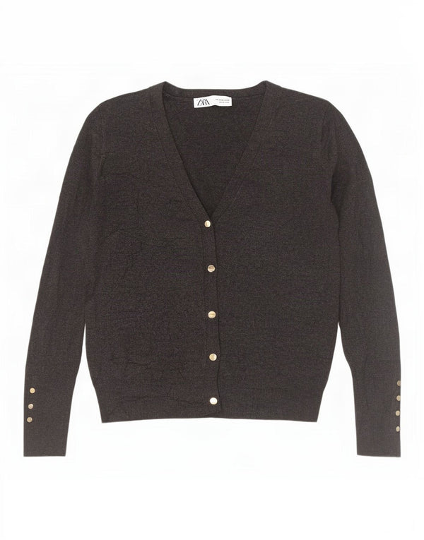 Zara Damen Strickjacke UK 12 Mittelgraue Viskose