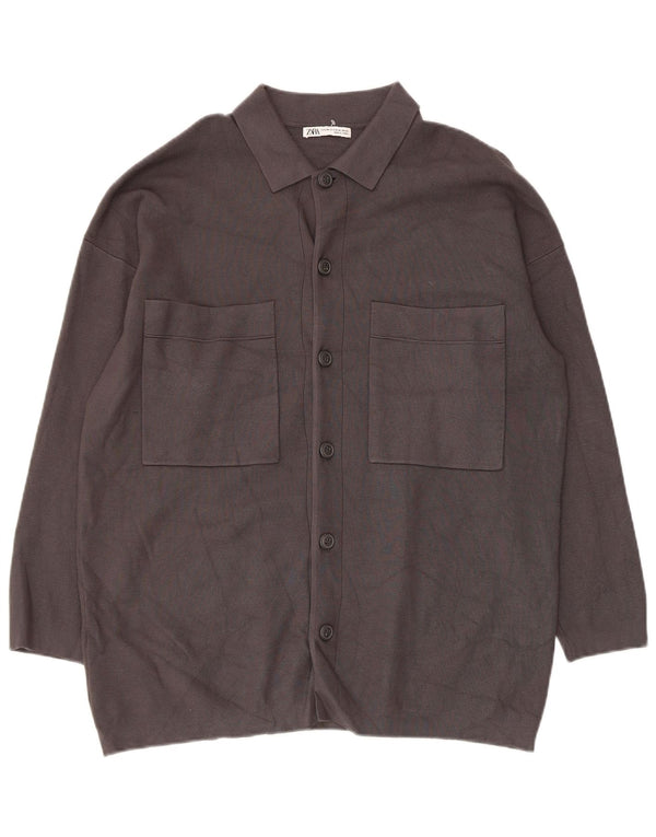 Zara Mens Cardigan Sweater Small Grey