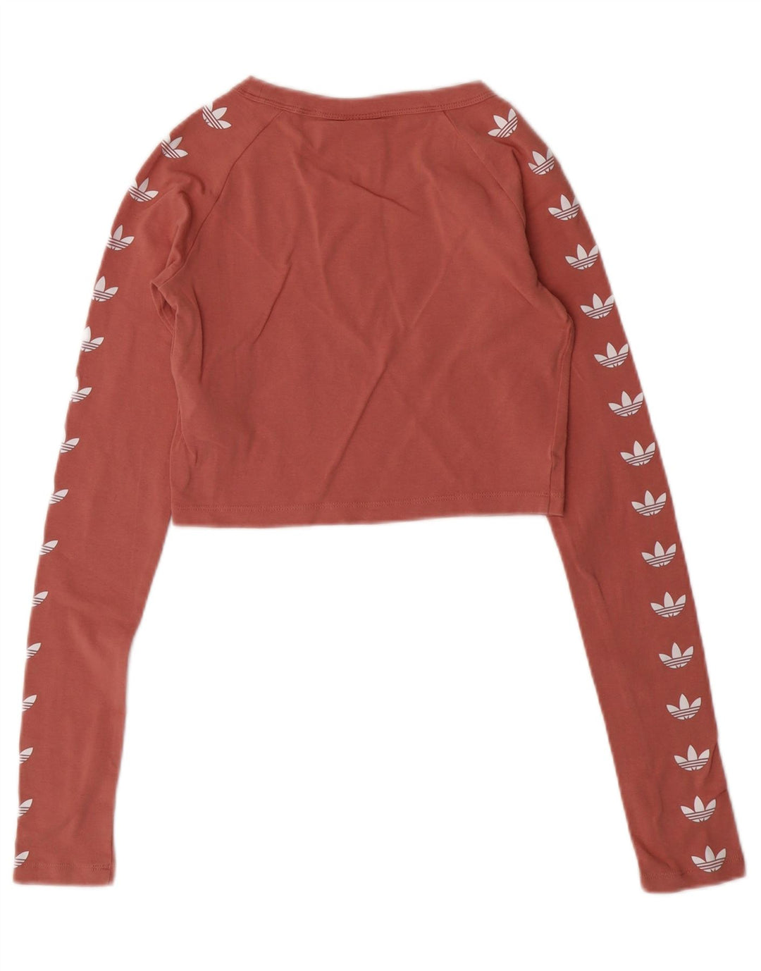 ADIDAS Damen Crop Graphic Top Langarm UK 6 XS Rosa Baumwolle