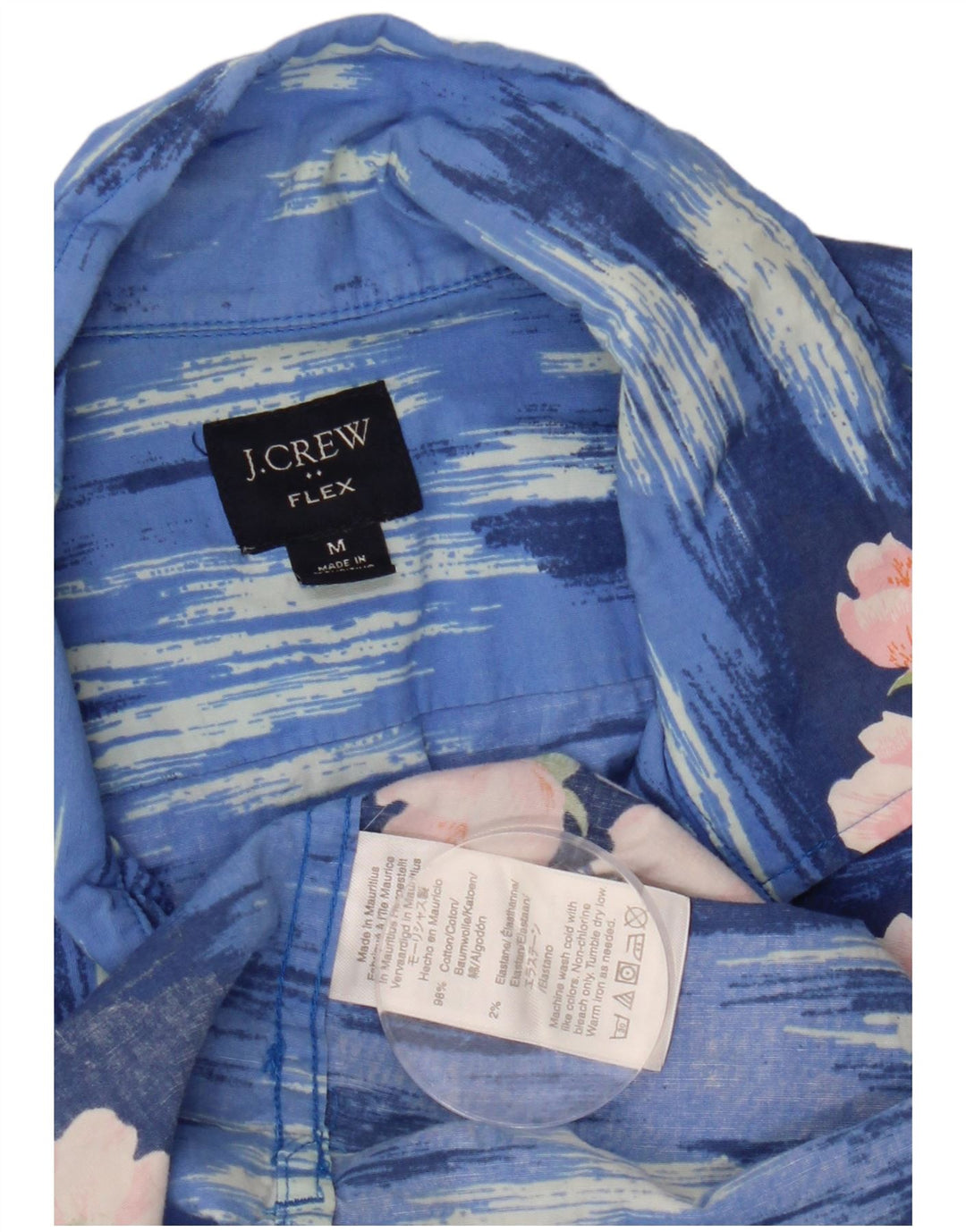 J. CREW Herren-Flex-Kurzarmhemd aus mittelblauer Baumwolle mit Blumenmuster