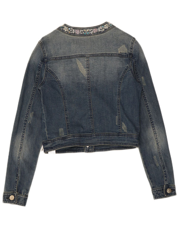 Simona Barbieri Twin-Set Crop Jeansjacke für Mädchen, 13–14 Jahre, blaue Baumwolle
