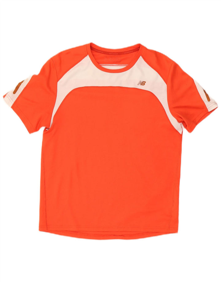 New Balance Herren-T-Shirt-Oberteil aus mittelorangefarbenem Colourblock-Polyester