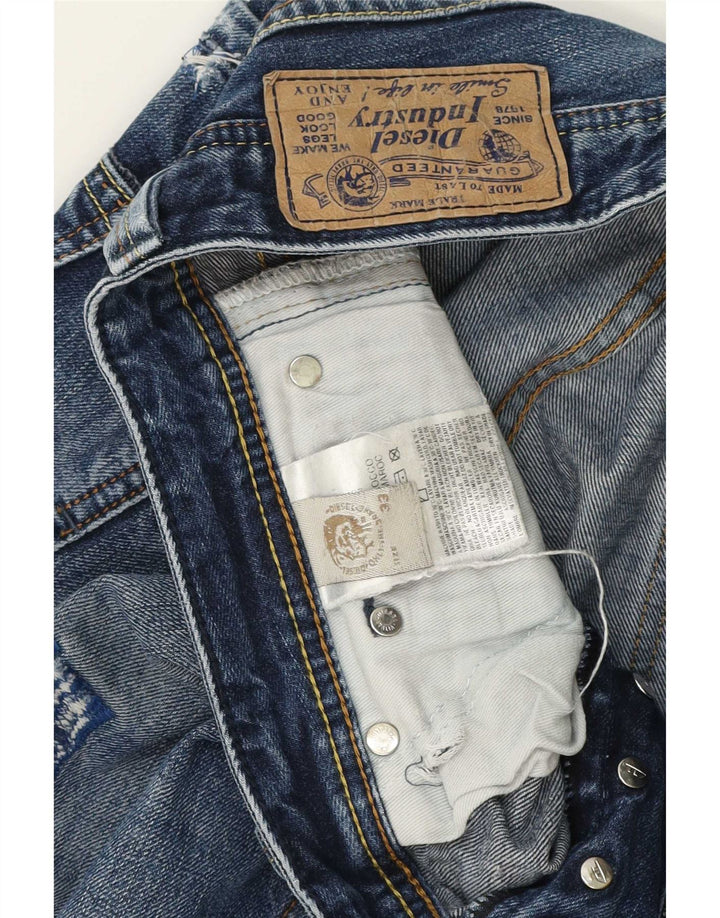 Diesel Herren Distressed Straight Jeans W33 L34 Blaue Baumwolle