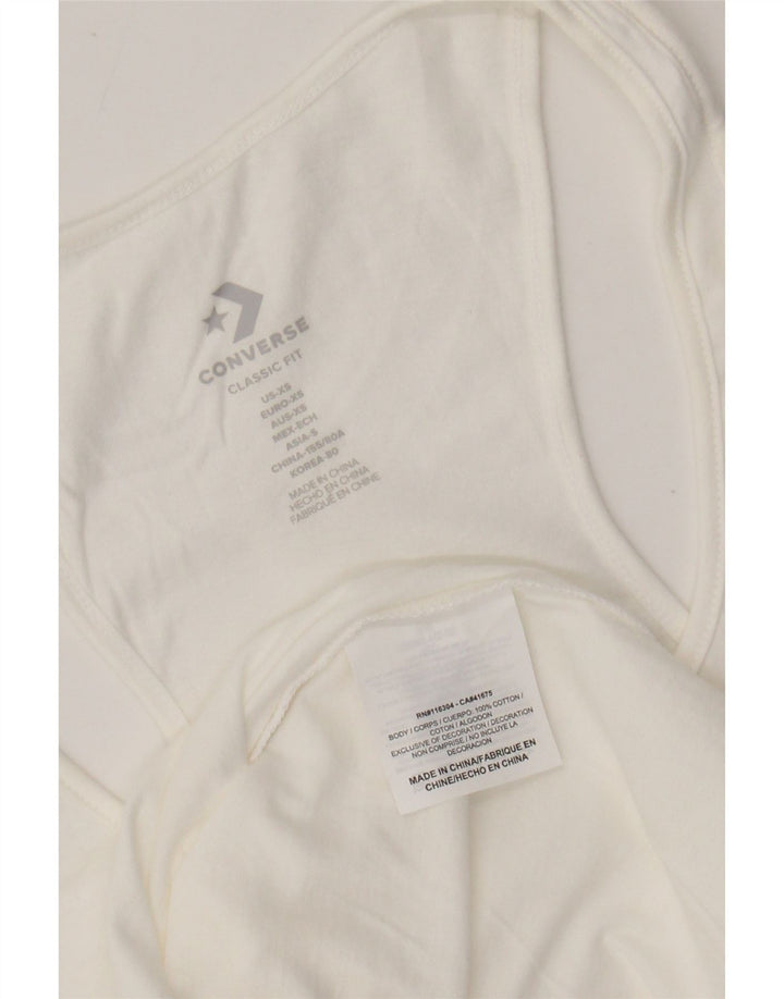 CONVERSE Damen-Top mit klassischer Passform und Grafik, UK 6 XS, weiße Baumwolle