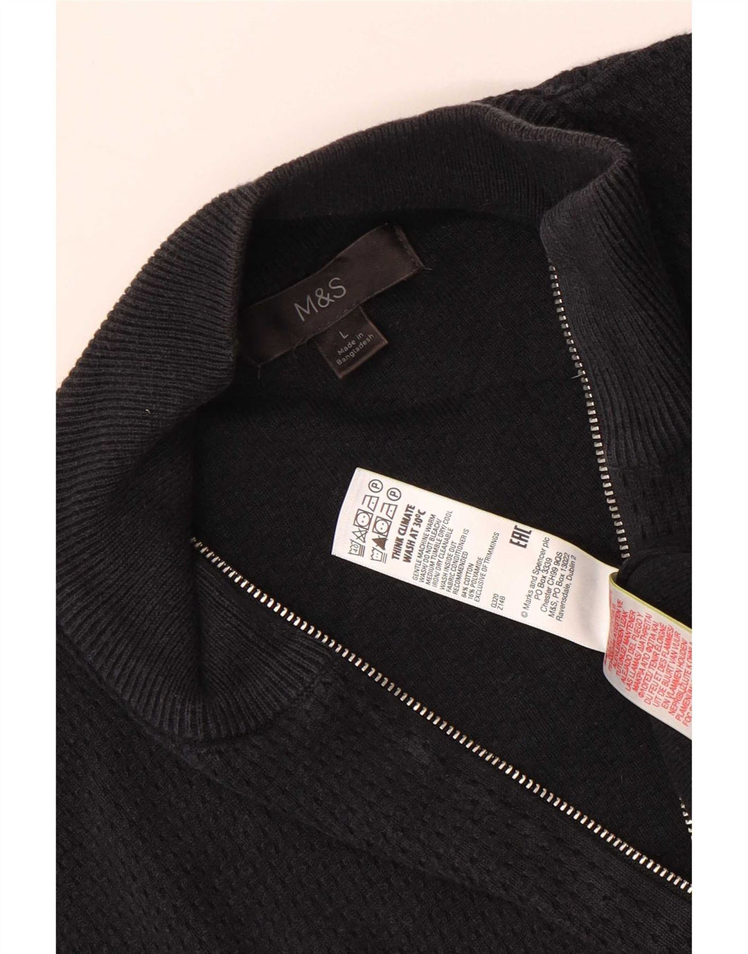 Marks & Spencer Herren-Strickjacke, groß, aus schwarzer Baumwolle