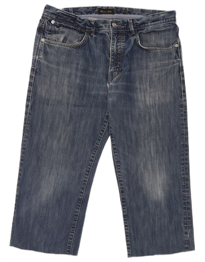 Massimo Dutti Herren-Capri-Jeans, EU 42, groß, W32, L20, blaue Baumwolle