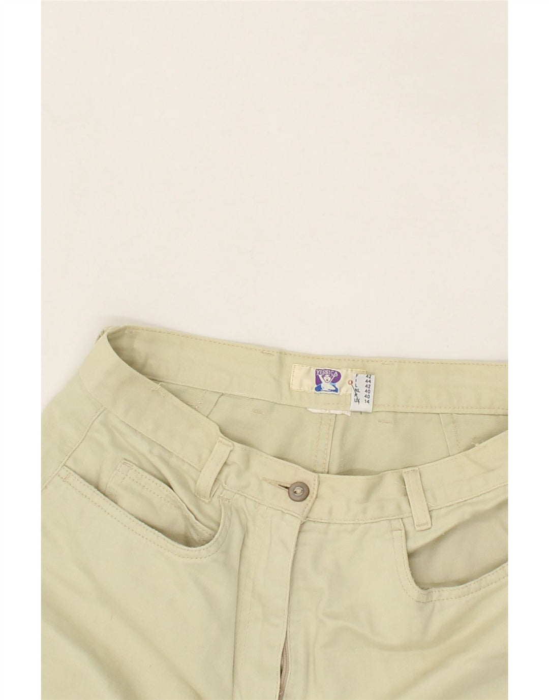 YESSICA Womens Casual Shorts UK 14 Medium W28 Beige Vintage Yessica and Second-Hand Yessica from Messina Hembry 