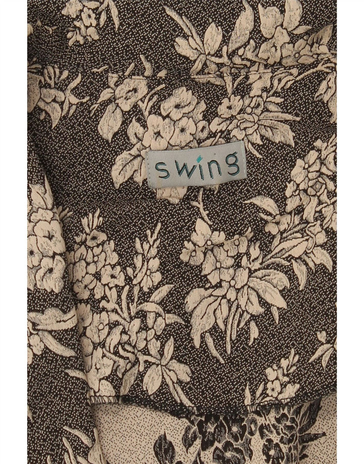 VINTAGE Damen 3-Knopf-Blazerjacke UK 10 Small Black Floral