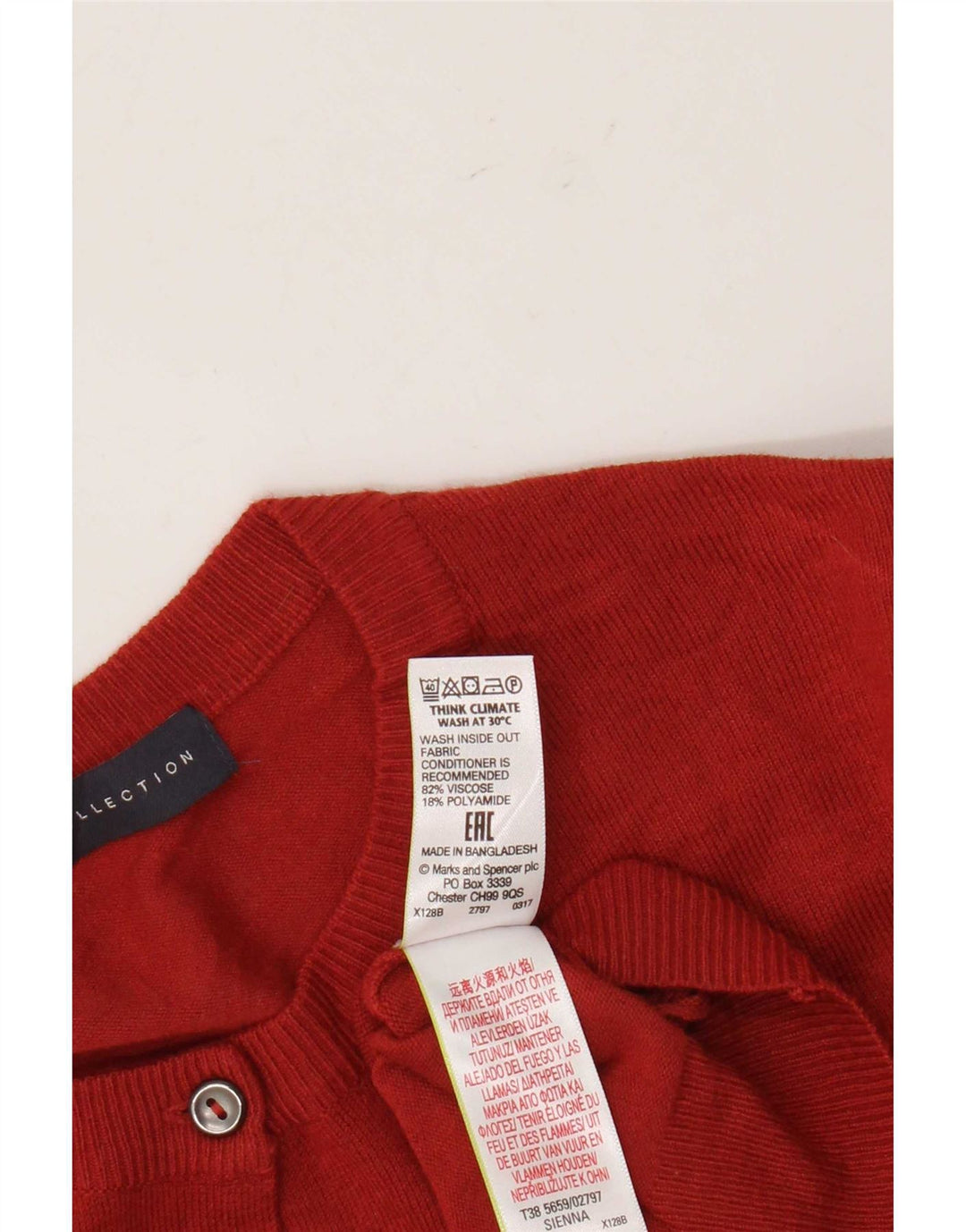 Marks & Spencer Damen Strickjacke Pullover UK 14 Große rote Viskose
