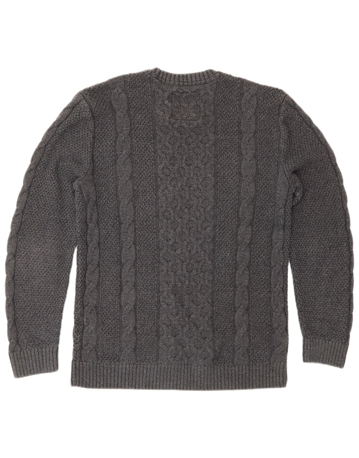 Hollister Herren-Pullover mit Rundhalsausschnitt, Größe S, Grau, Baumwolle