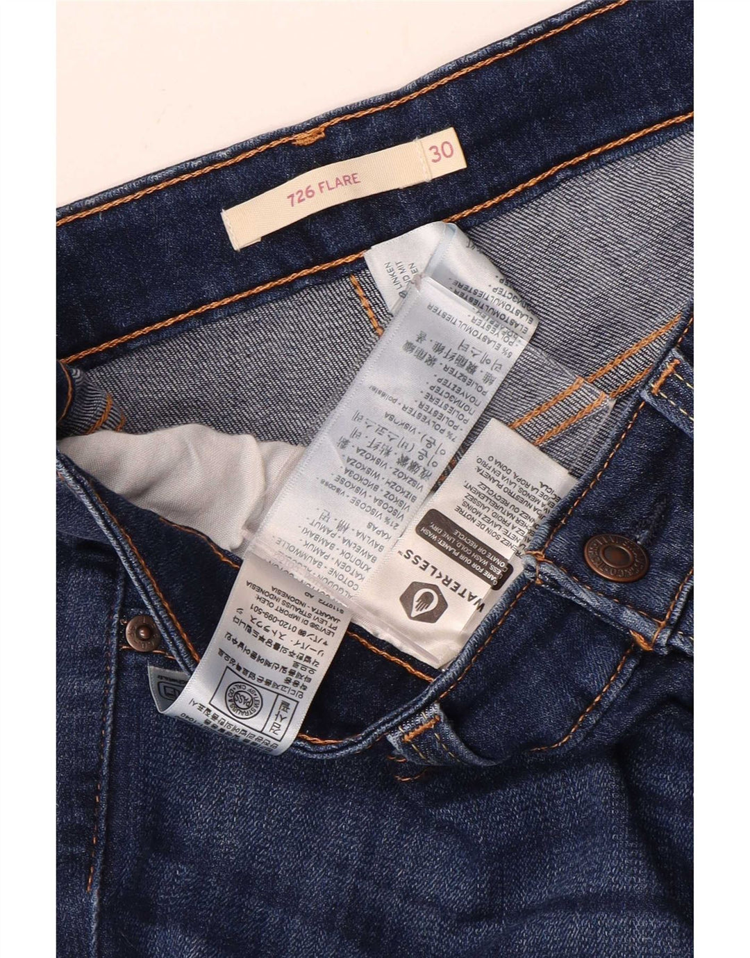 Levi's Damen 726 Flared Jeans W30 L32 Blaue Baumwolle