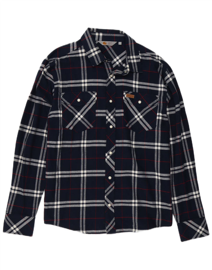 Carhartt Herren-Flanellhemd, groß, marineblau, kariert, Baumwolle
