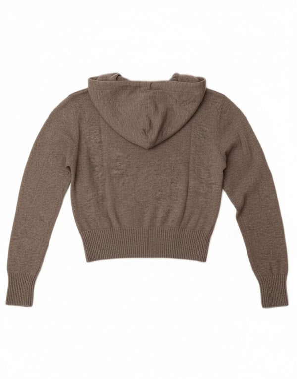 Guess Damen Crop Kapuzenpullover Pullover UK 6 XS Grau Farbblock