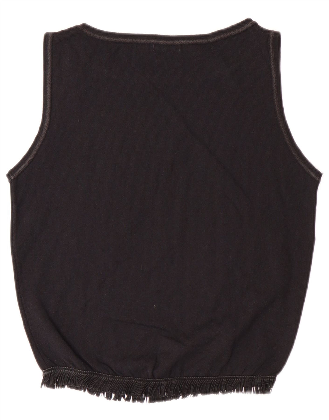 BENETTON Damen Crop Vest Top UK 12 Medium Schwarz Polyamid