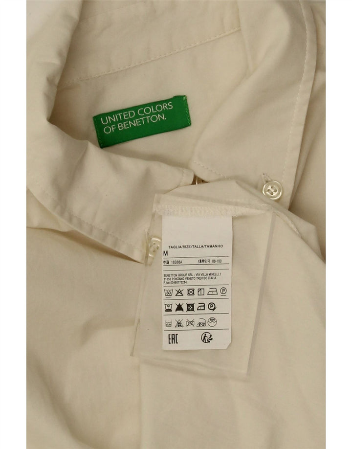 Benetton Damen Übergroßes Crop-Hemd UK 14 Mittelbeige Baumwolle