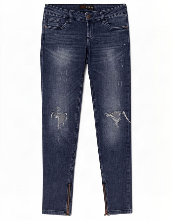 Guess Damen Distressed Skinny Jeans W27 L28 Blaue Baumwolle
