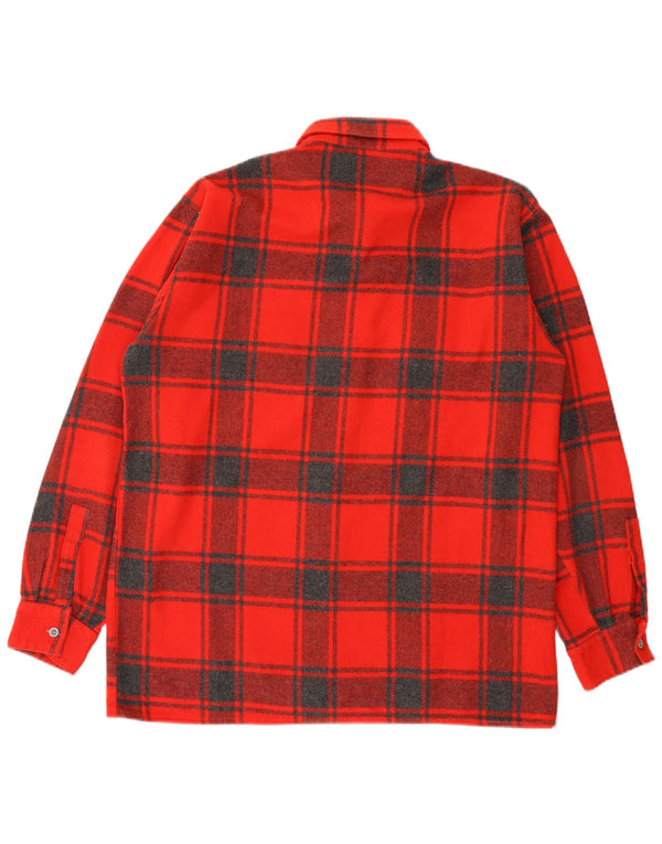 Vintage Herren Flanellhemd Größe 44 XL Rot karierte Wolle