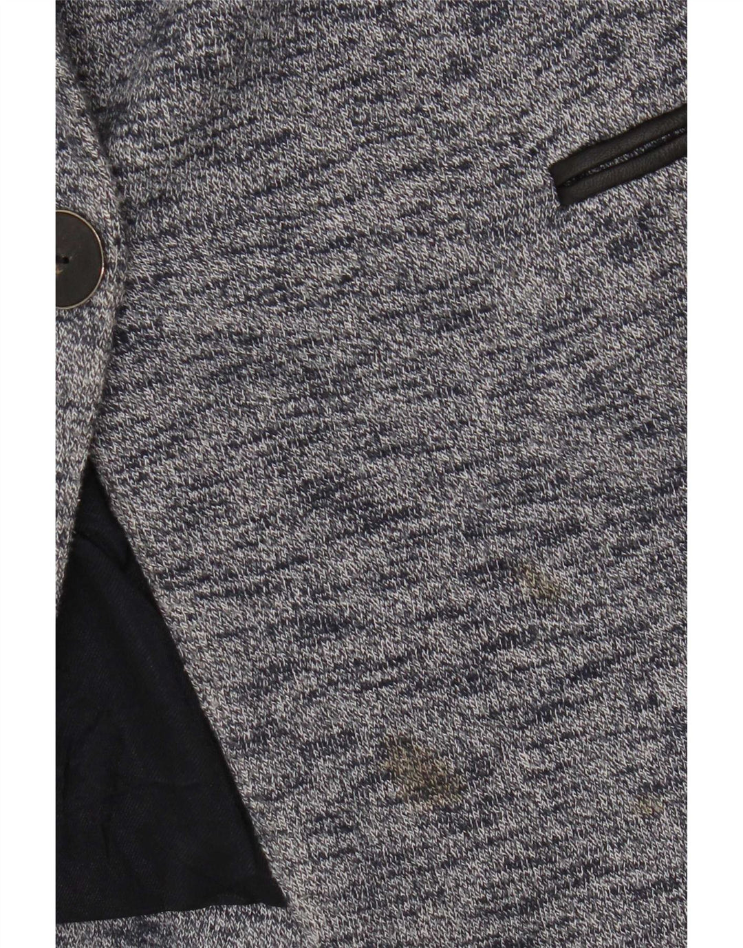 Zara Damen 1-Knopf-Blazerjacke UK 6 XS blau gefleckte Baumwolle