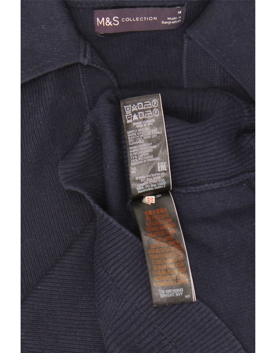 Marks & Spencer Damen Poloshirt UK 12 Medium Marineblau Baumwolle